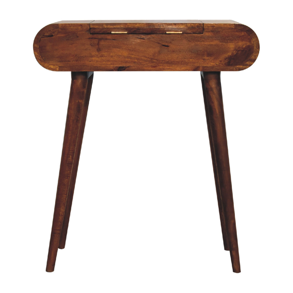 Solid Wood Fold Vanity with Storage Compartments - Chestnut