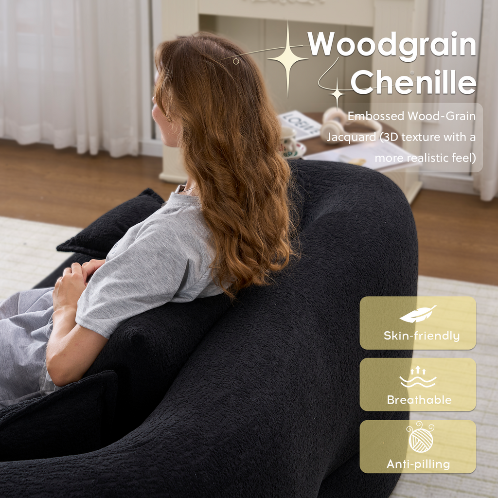 2-in-1 Foldable Sofa Bed with 4 Pillows - Chenille Upholstery