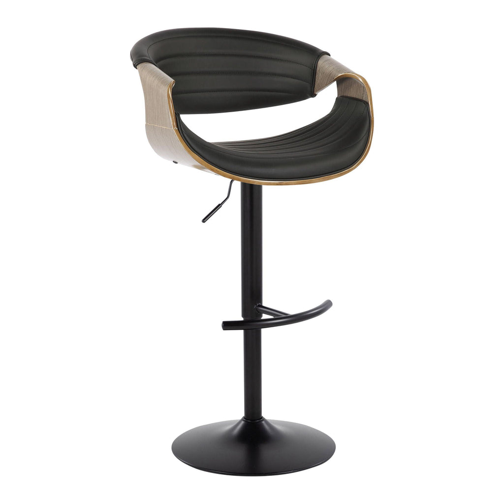 Symphony Mid Century Modern Adjustable Barstool Set with Swivel and T Footrest - Black, Beige, Pearl Silver