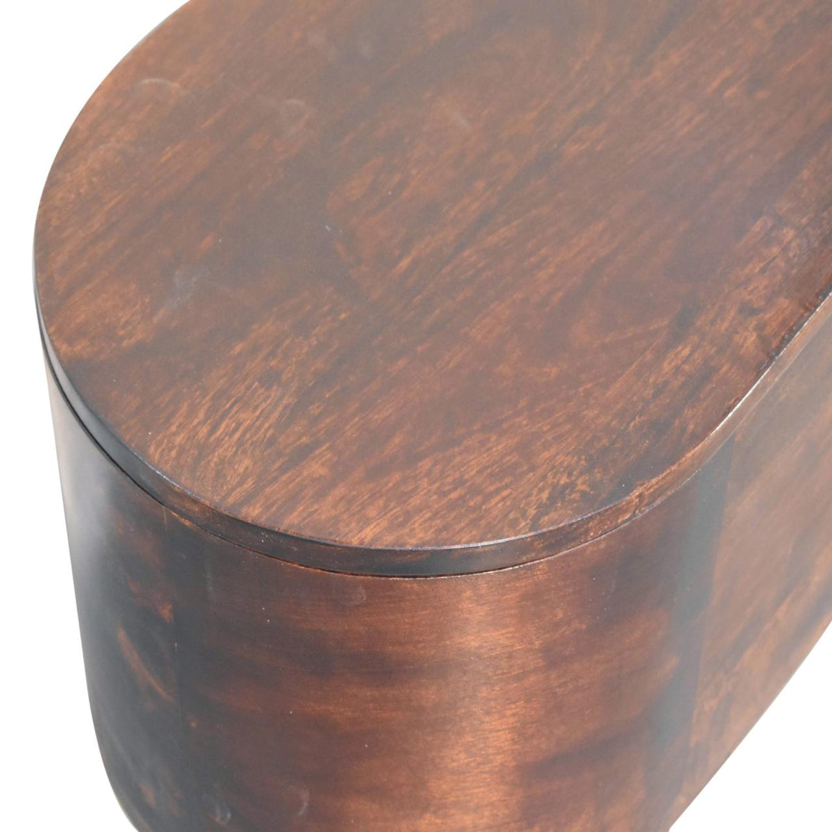 Solid Wood Light Rounded Lid-up Blanket Box with Mango Wood Construction - Light Walnut