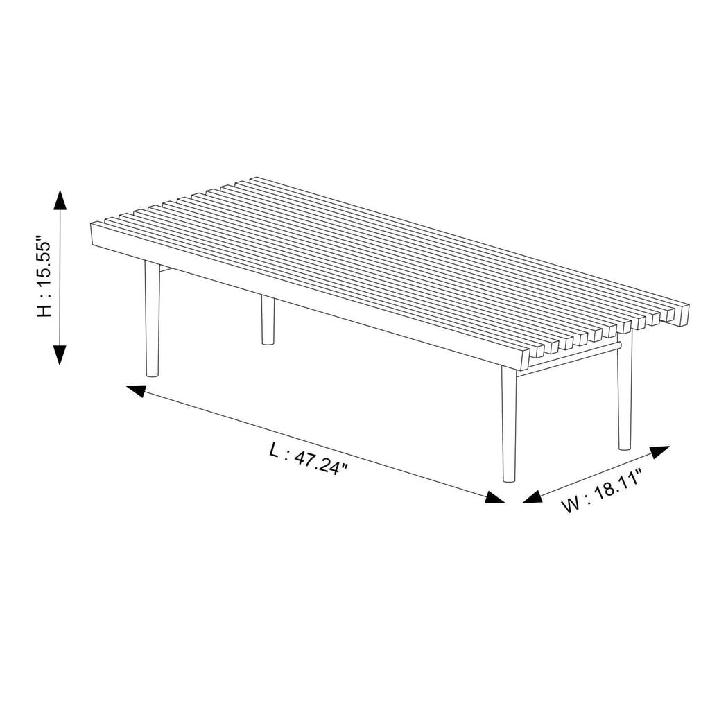 Dark Brown Wood Accent Bench with Solid Wood Frame - Mia