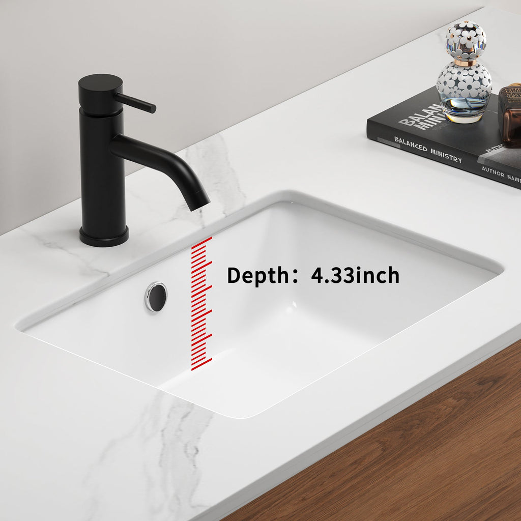 Modern Ceramic Undermount Bathroom Sink with Overflow - White