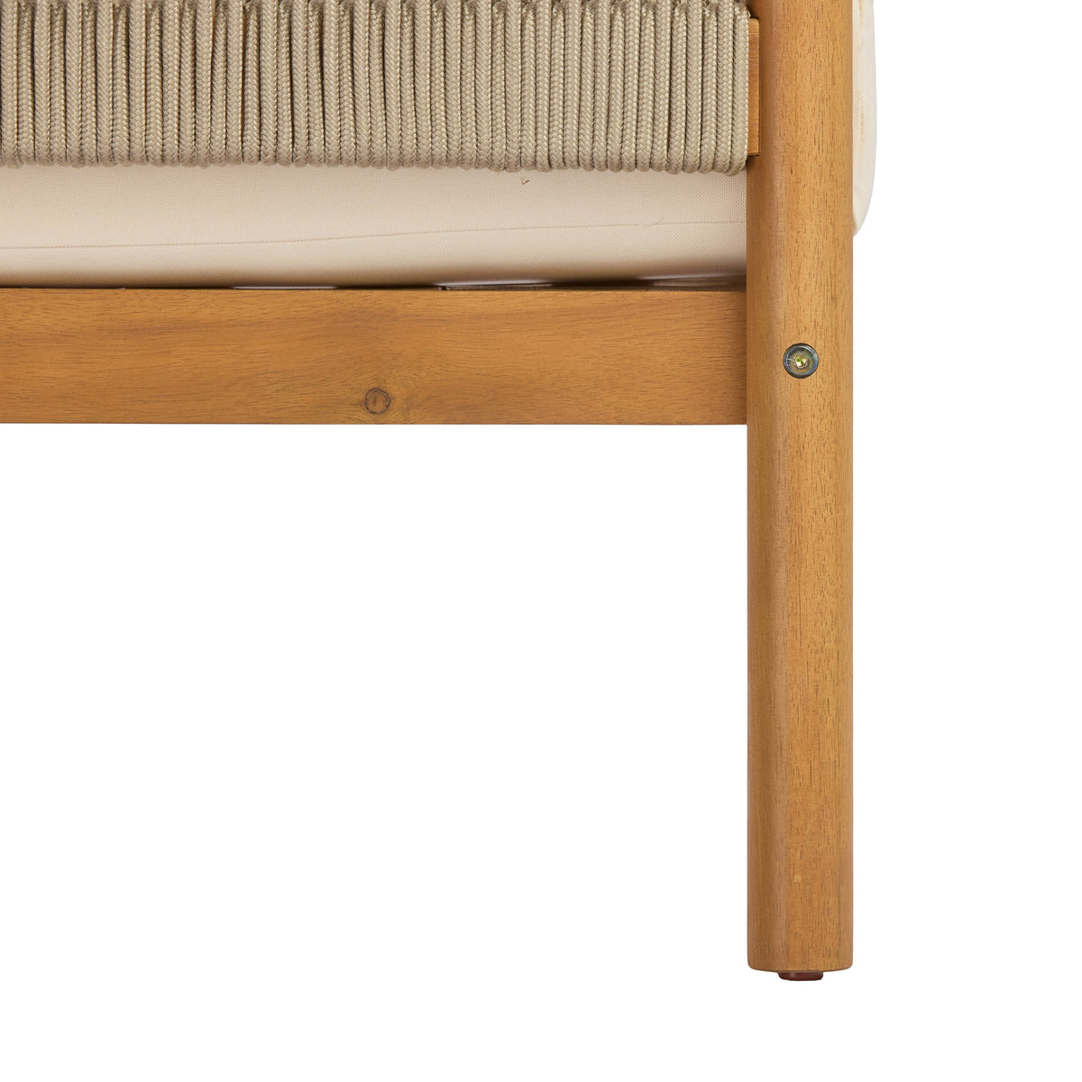 Outdoor Club Chair with Acacia Wood Frame and Rope Panels – Teak Look