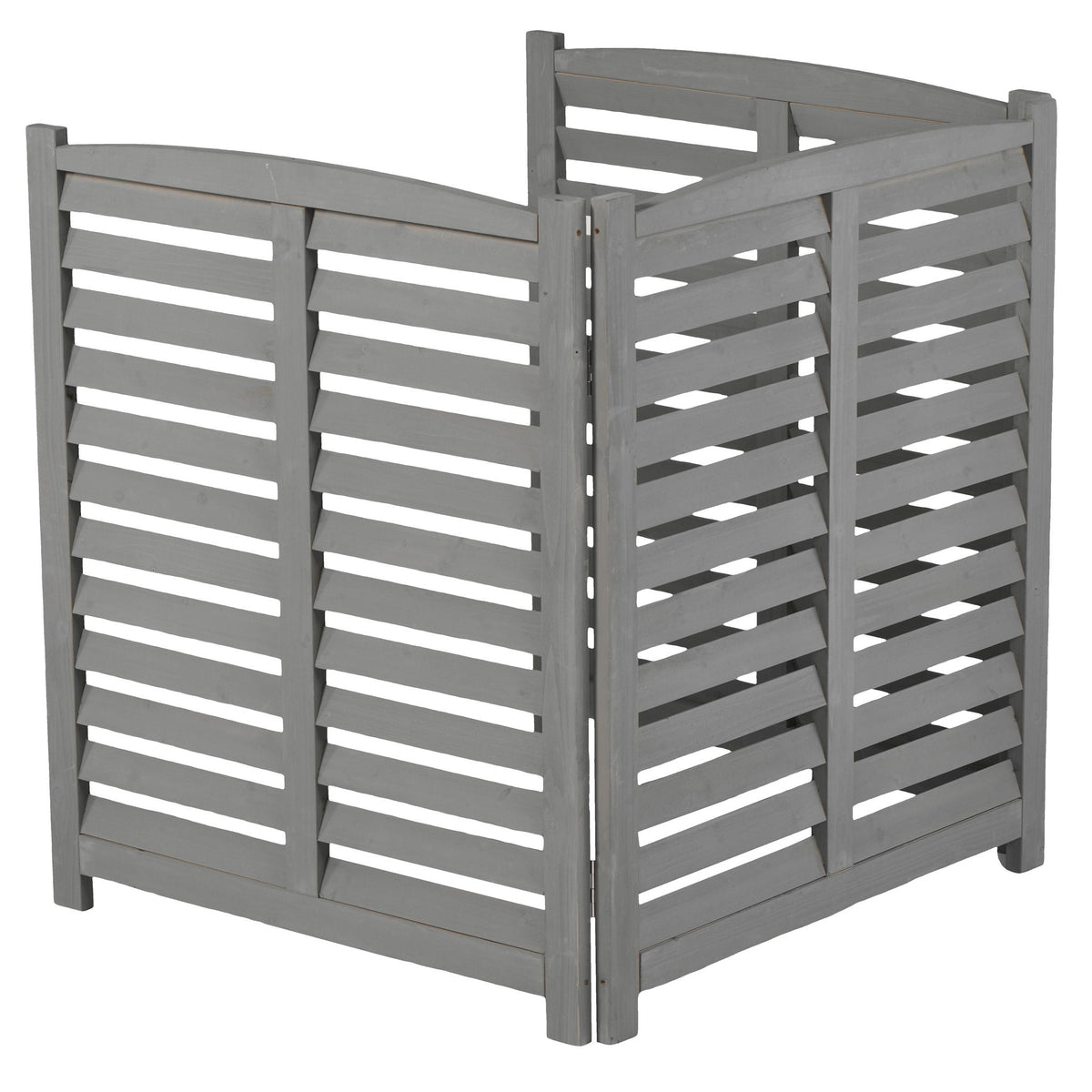 3 Panel Outdoor Wooden Air Conditioner Fence with Privacy Screen - Light Brown or Dark Gray