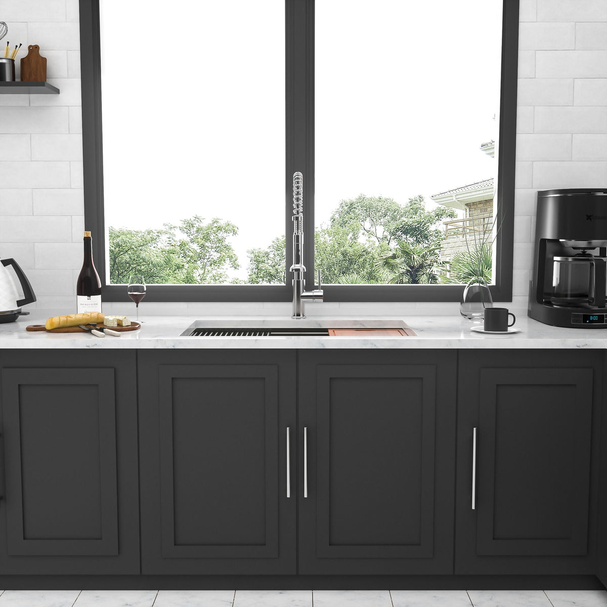 Gray Stainless Steel Undermount Workstation Kitchen Sink with Soundproofing - Single Bowl