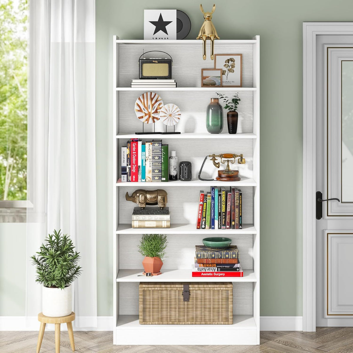 Library Bookshelf With Storage - Multiple Heights Available - White or Black