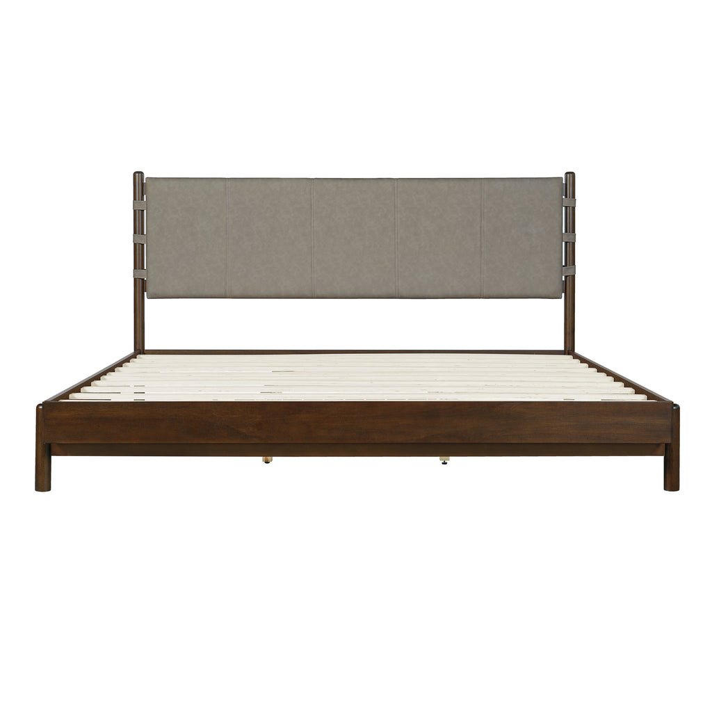 Modern King Bed Frame Set with 2 Nightstands - Wood Bedroom Set