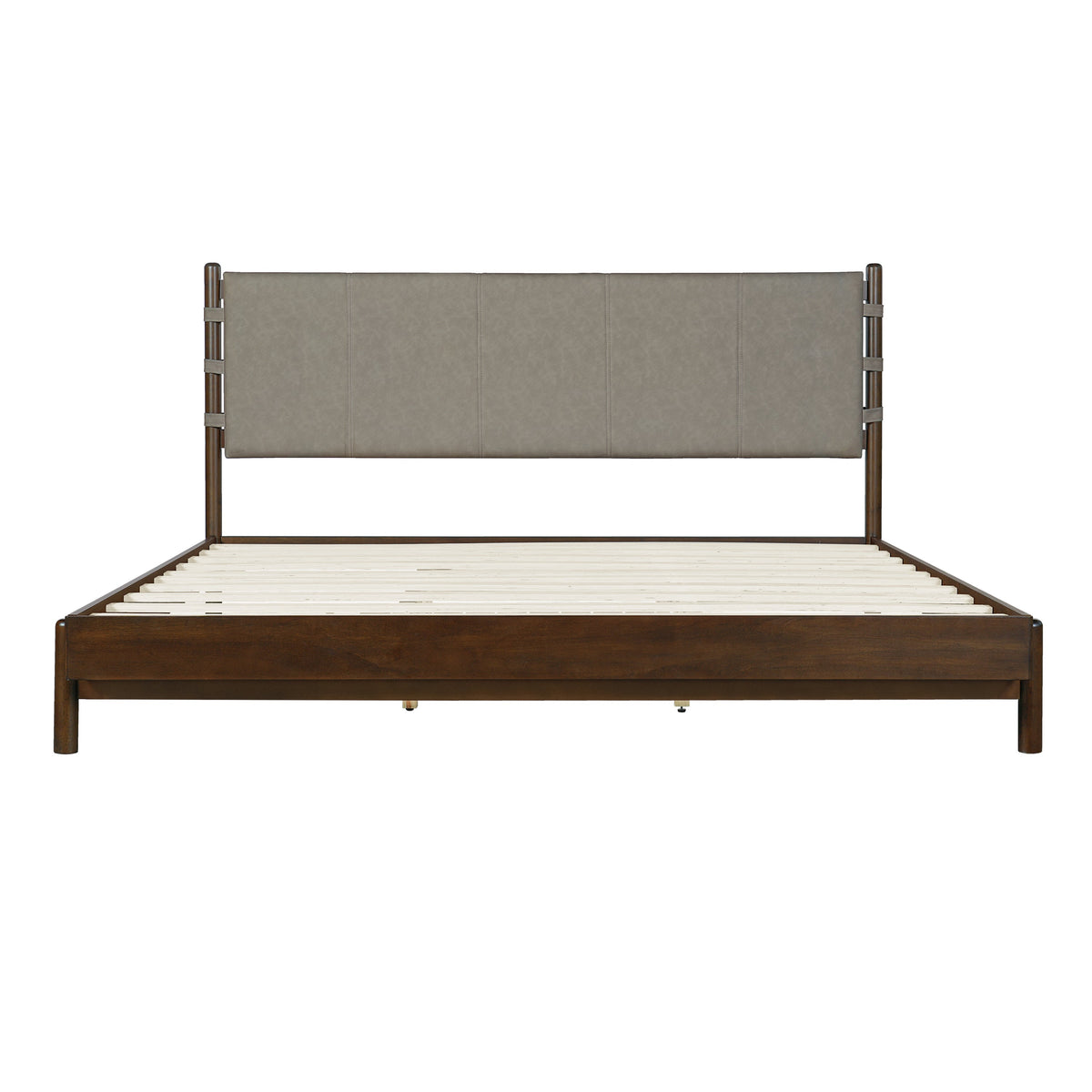 Modern King Bed Frame Set with 2 Nightstands - Wood Bedroom Set