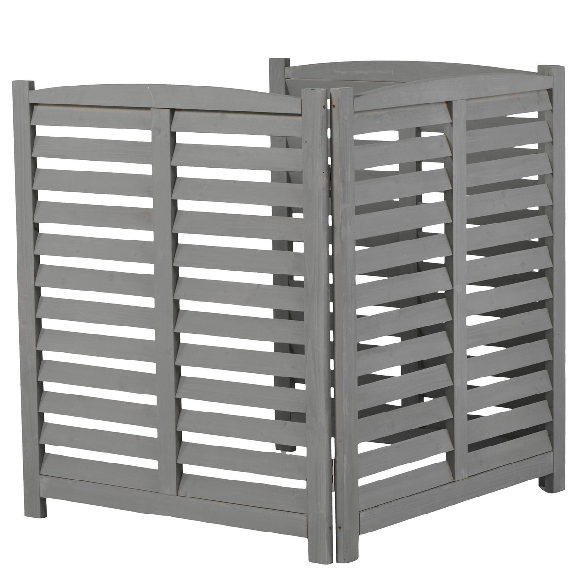 3 Panel Outdoor Wooden Air Conditioner Fence with Privacy Screen - Light Brown or Dark Gray