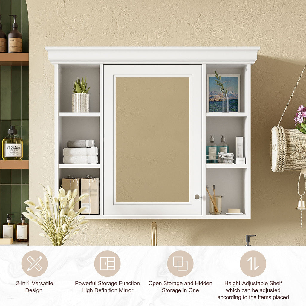 Wall Mounted Bathroom Storage Cabinet with Mirror Door - 35.5" Wide