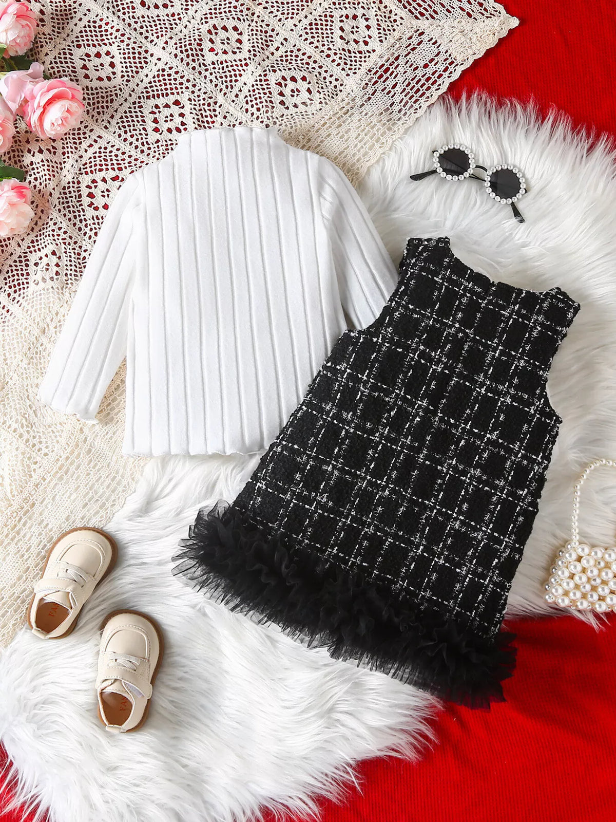 Children's Ribbed Knit Top and Dress Set