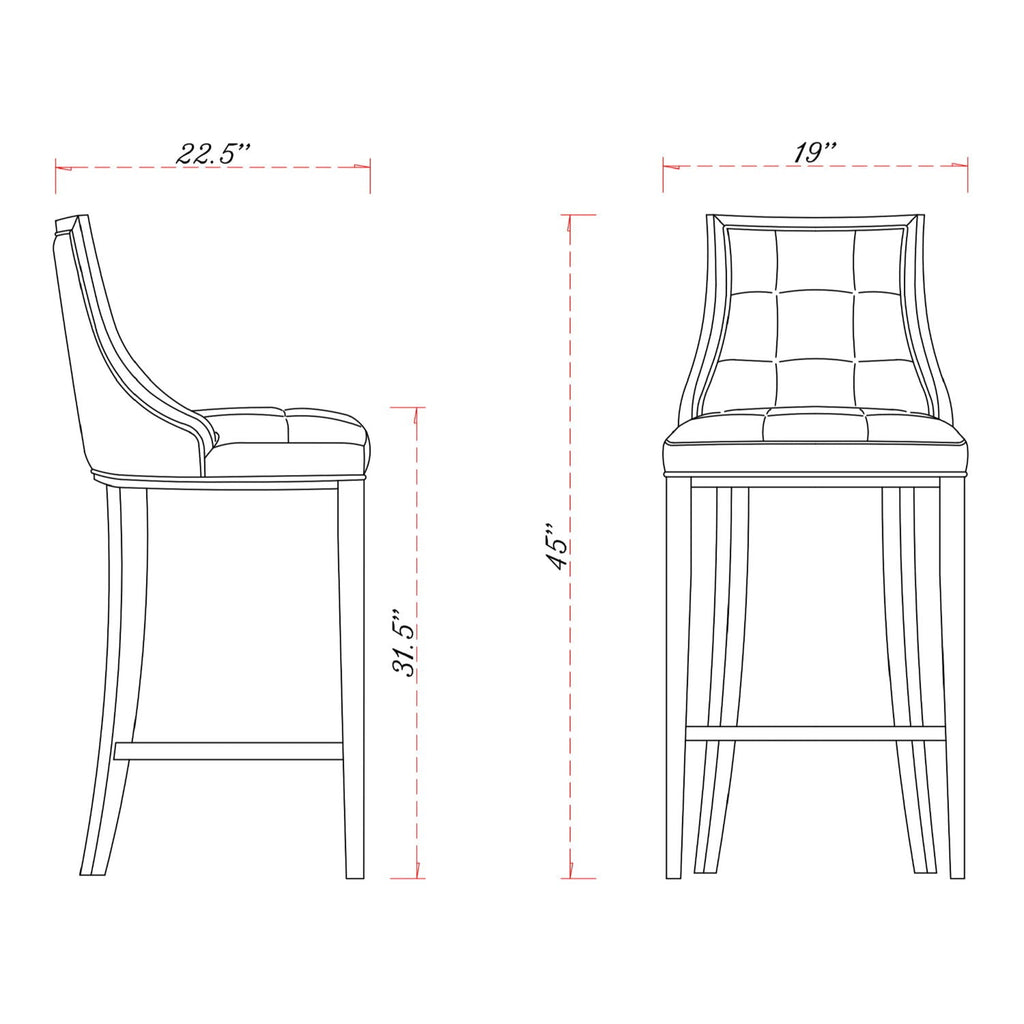 White Bar Height Stool with Solid Wood Frame - Traditional Design