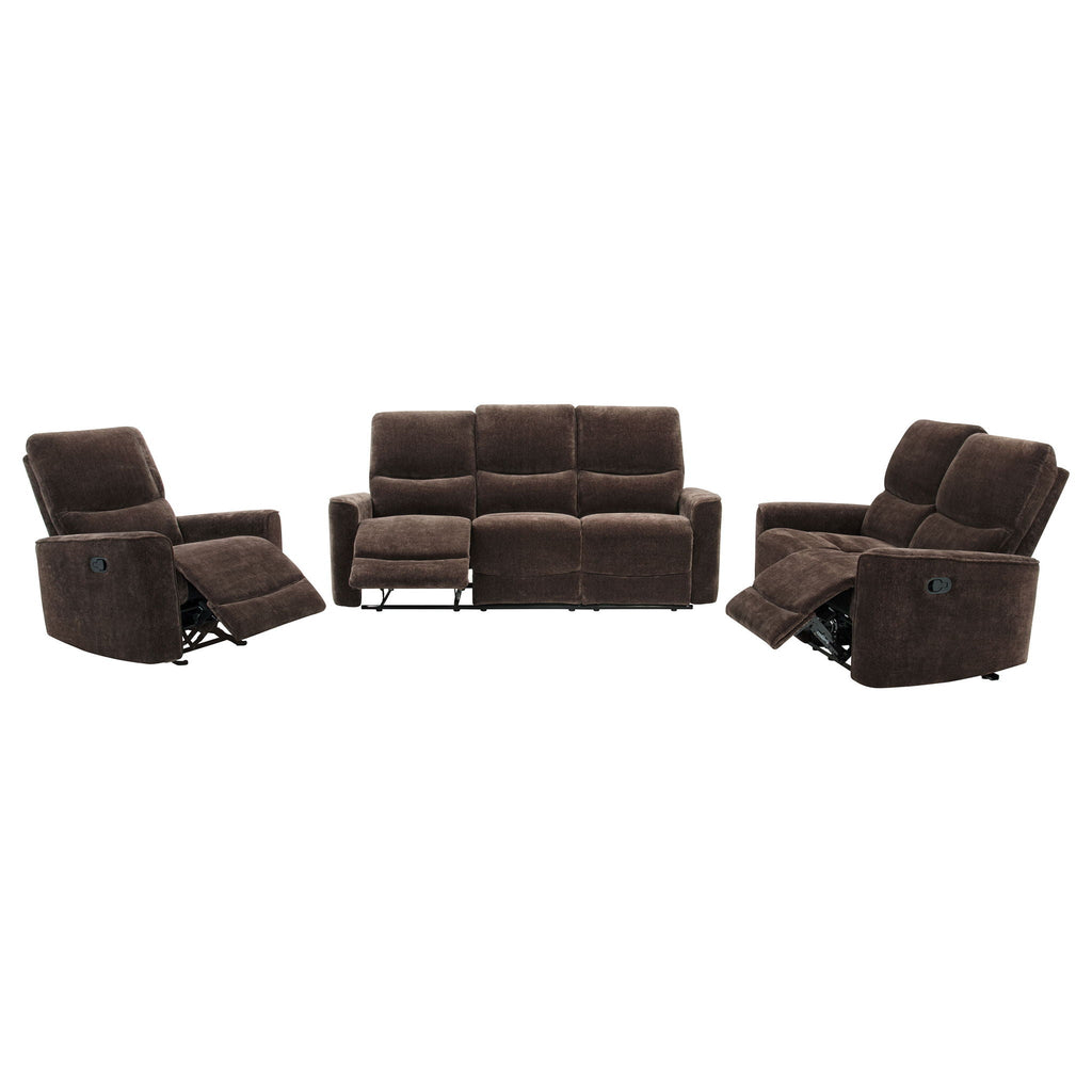 Navarro 3-piece Upholstered Reclining Sofa Set Dark Brown