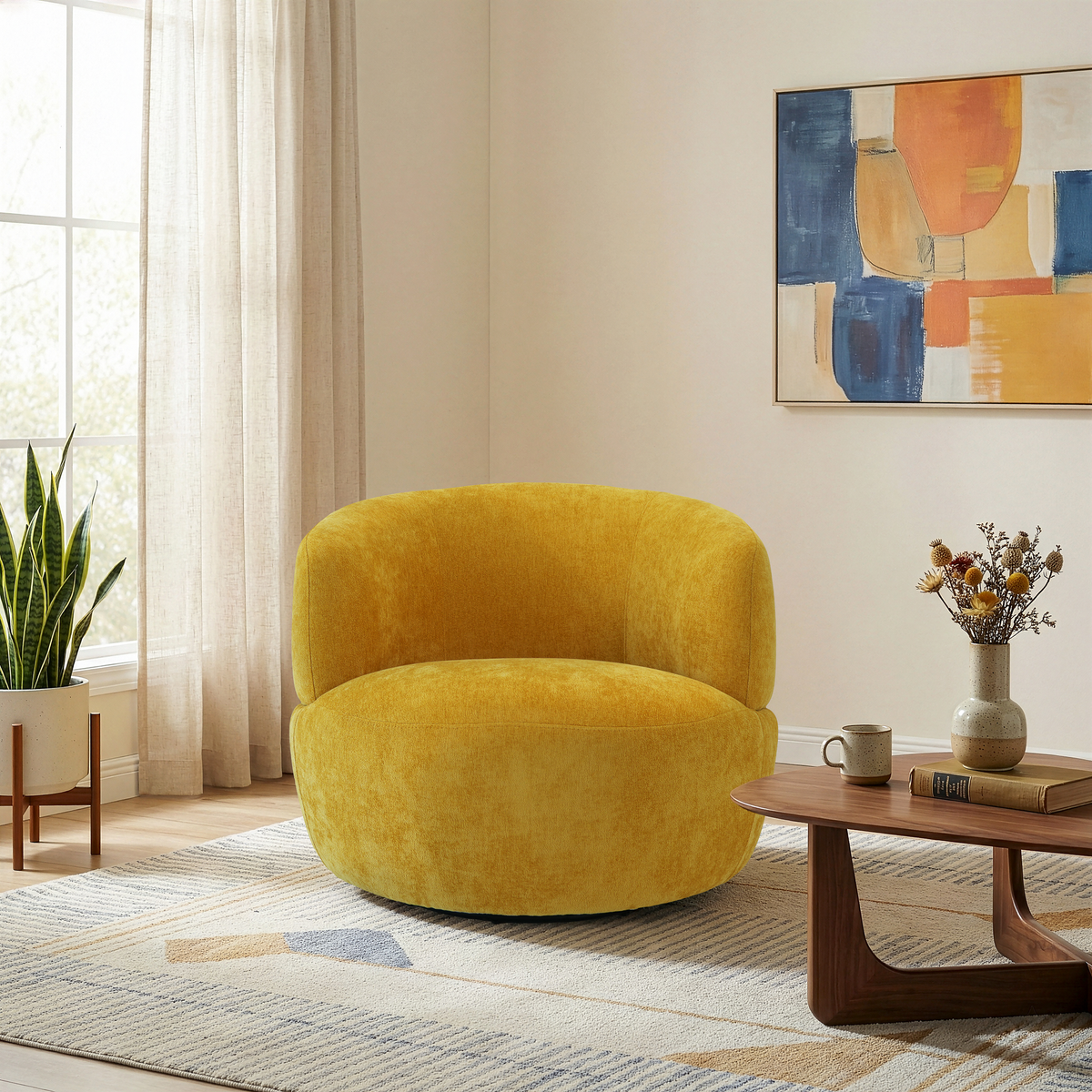 Thornton Bean Bag Chair with Ultra-Soft Chenille Upholstery - Neutral