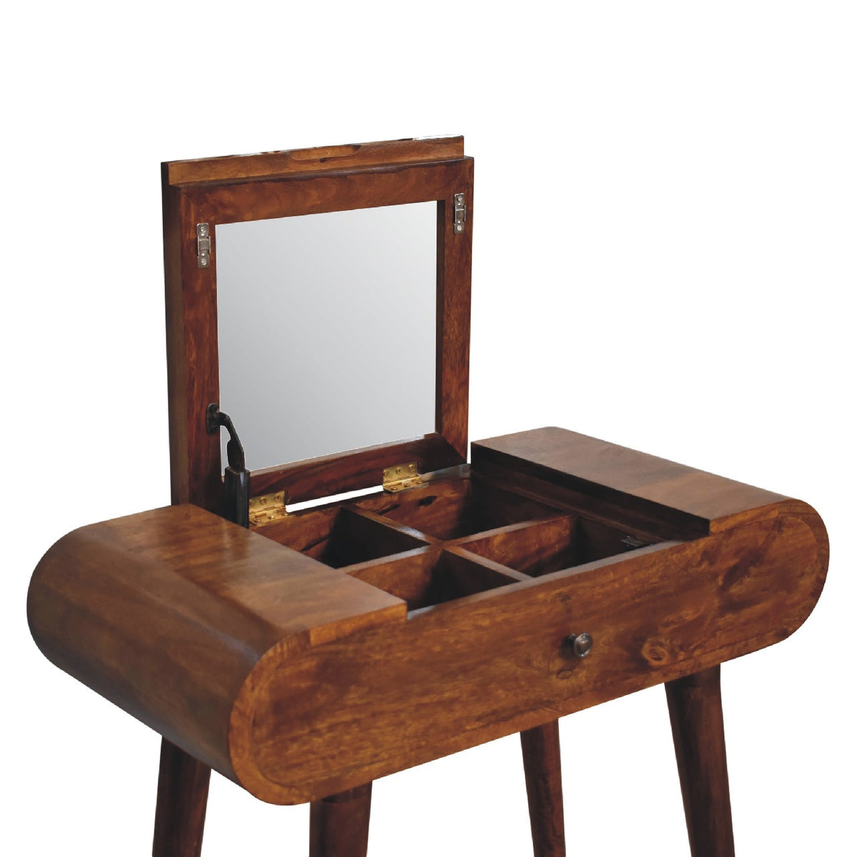 Solid Wood Fold Vanity with Storage Compartments - Chestnut