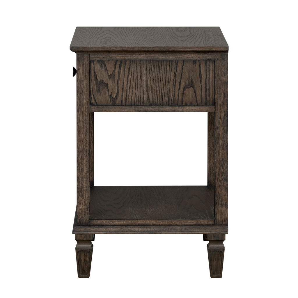 Bedside Table with Drawer and Shelf - Solid Wood Nightstand - Light Brown, Dark Brown, Beige, or Dark Gray