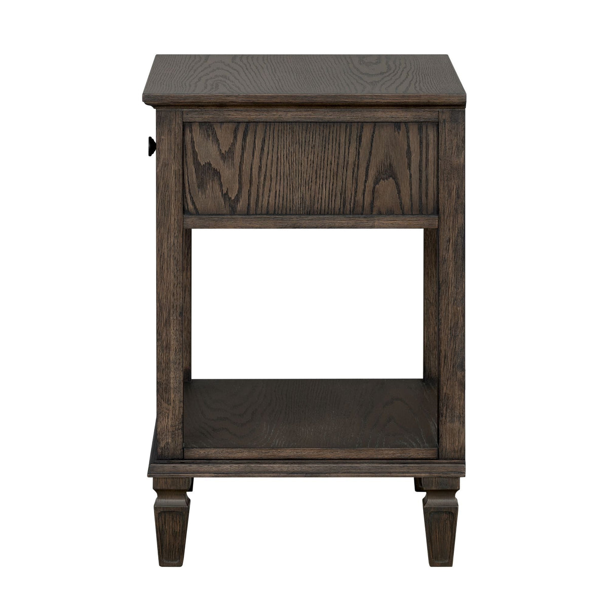 Bedside Table with Drawer and Shelf - Solid Wood Nightstand - Light Brown, Dark Brown, Beige, or Dark Gray