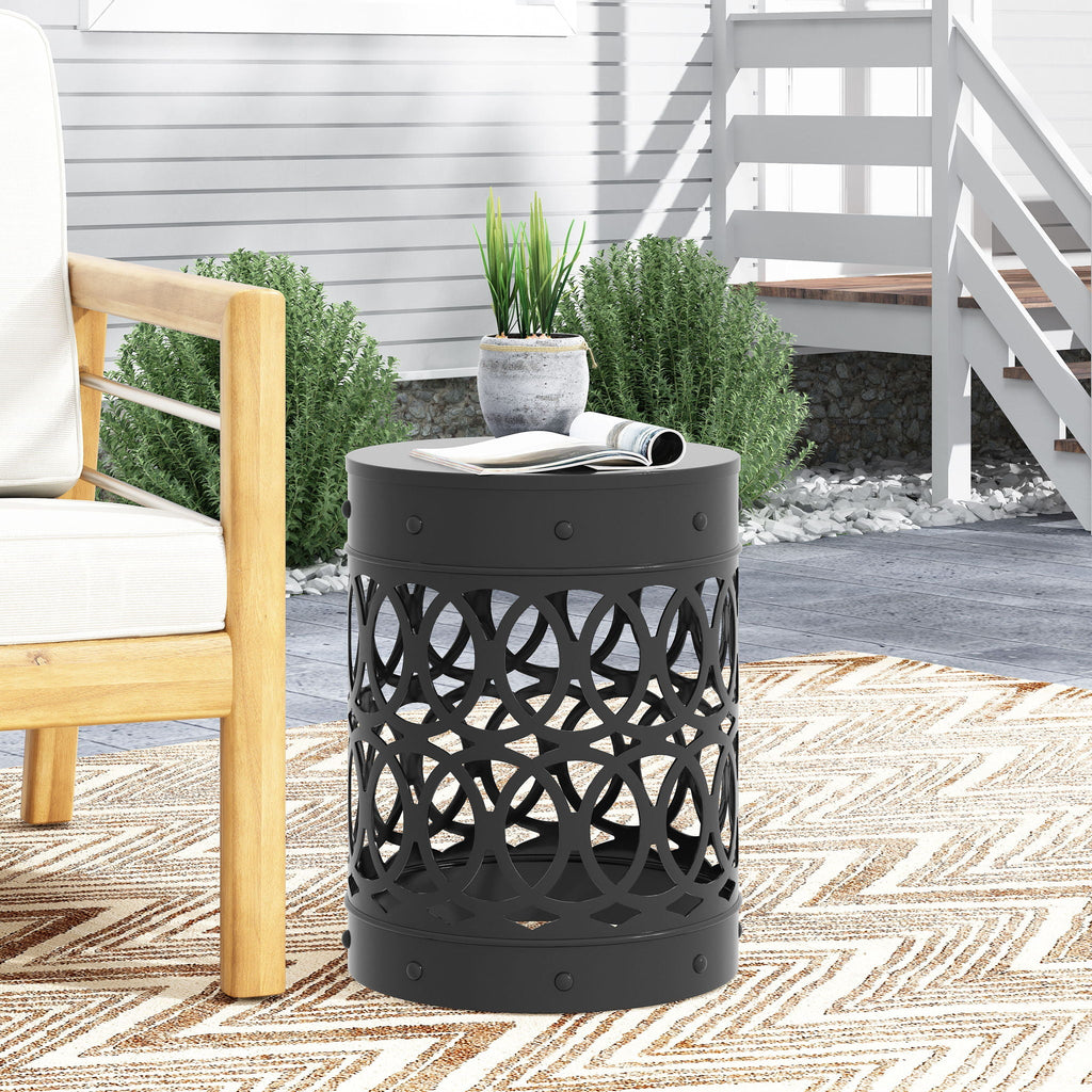 Outdoor Metal Large End Table with Modern Design - Multiple Colors