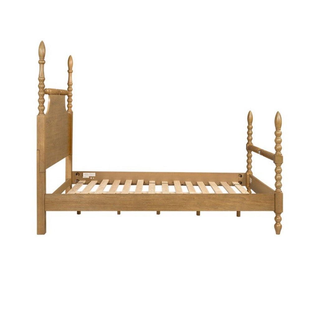 Queen Platform Bed with Turned Legs - Natural