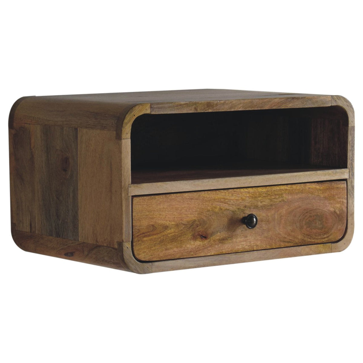 Large Floating Bedside Nightstand with Drawer and Open Slot - Oak-ish
