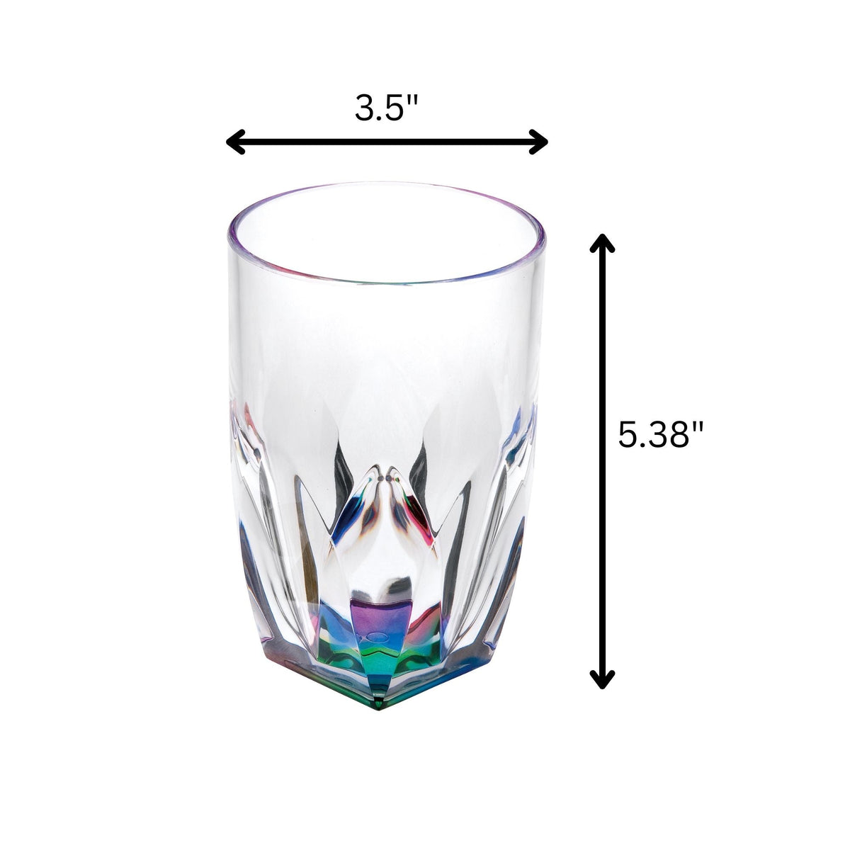Rainbow Diamond Acrylic Glasses Drinking Set of 4 with Shatterproof Construction - Clear