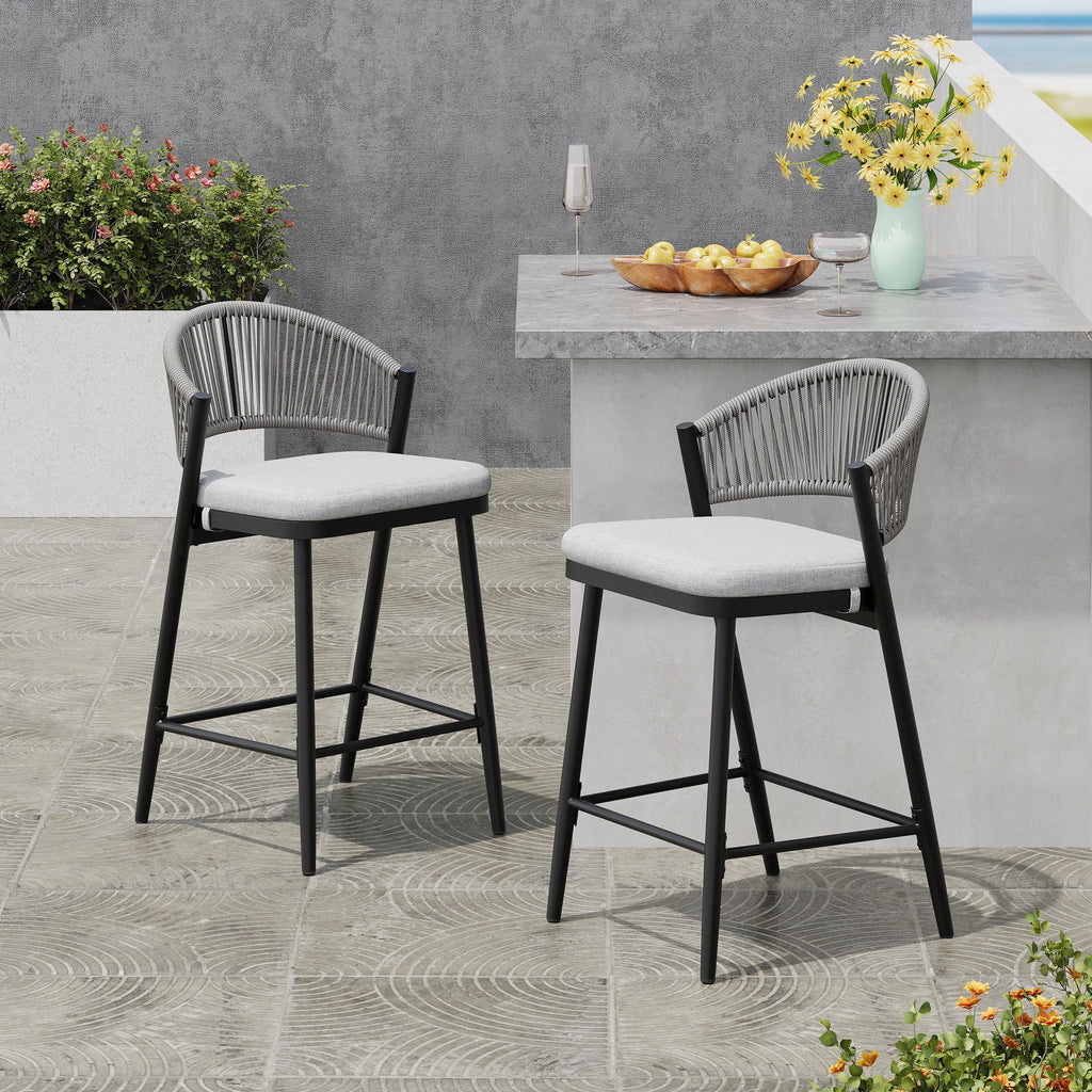 Outdoor 26" Counter Height Metal Frame Counter Stools