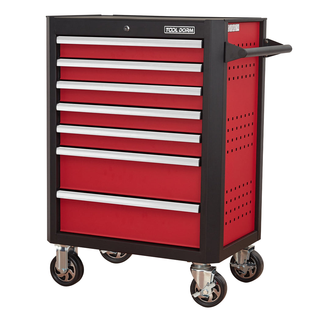 7-Drawer Rolling Tool Chest with Locking Wheels - Black+Red