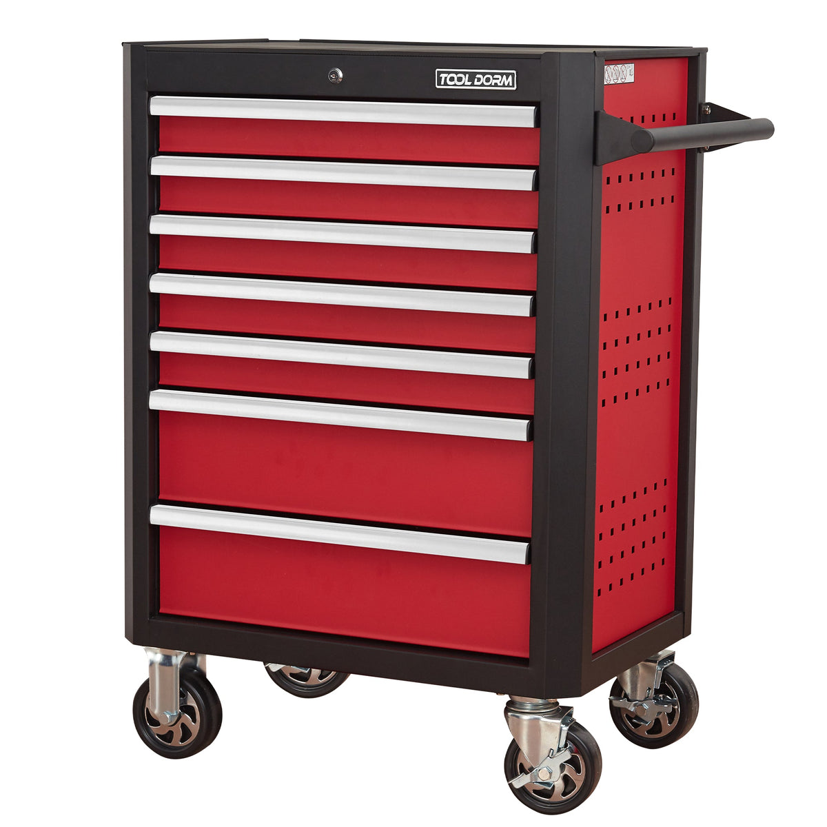 7-Drawer Rolling Tool Chest with Locking Wheels - Black+Red