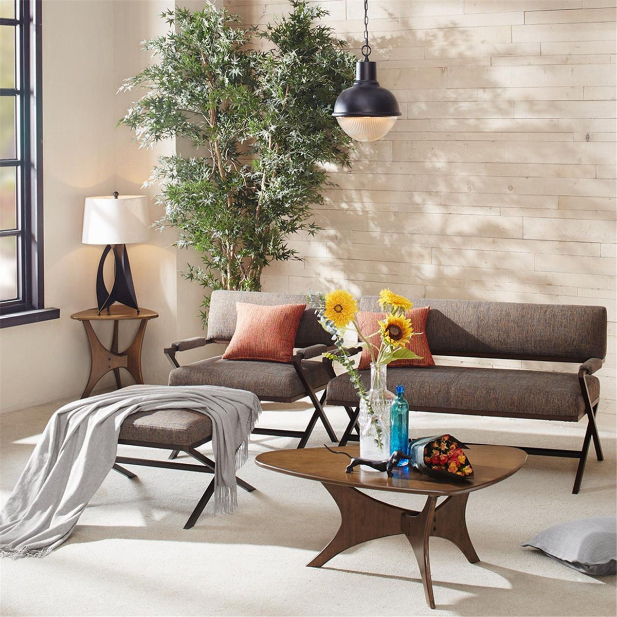 Triangle Side Table with Wood Veneer Top - Dark Brown or Light Brown