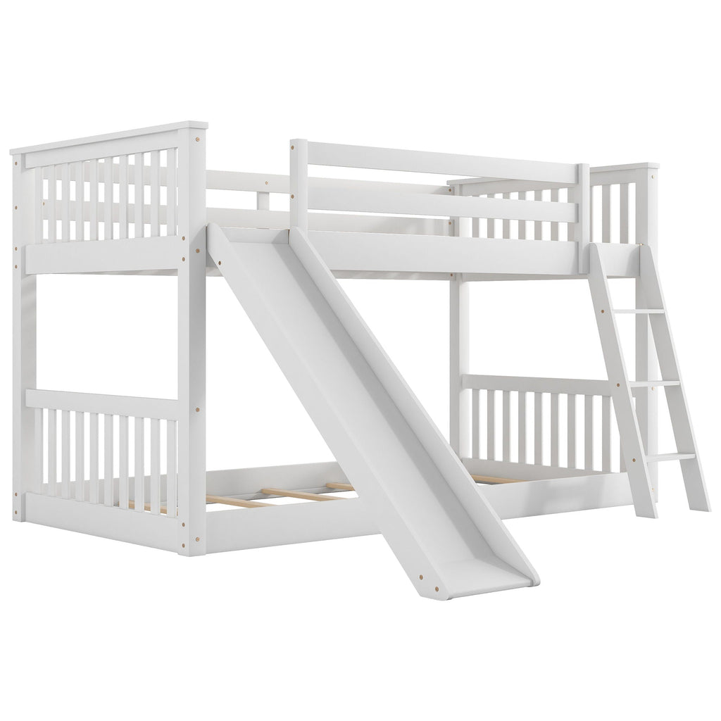 Bunk Bed with Convertible Slide and Ladder - White or Dark Gray