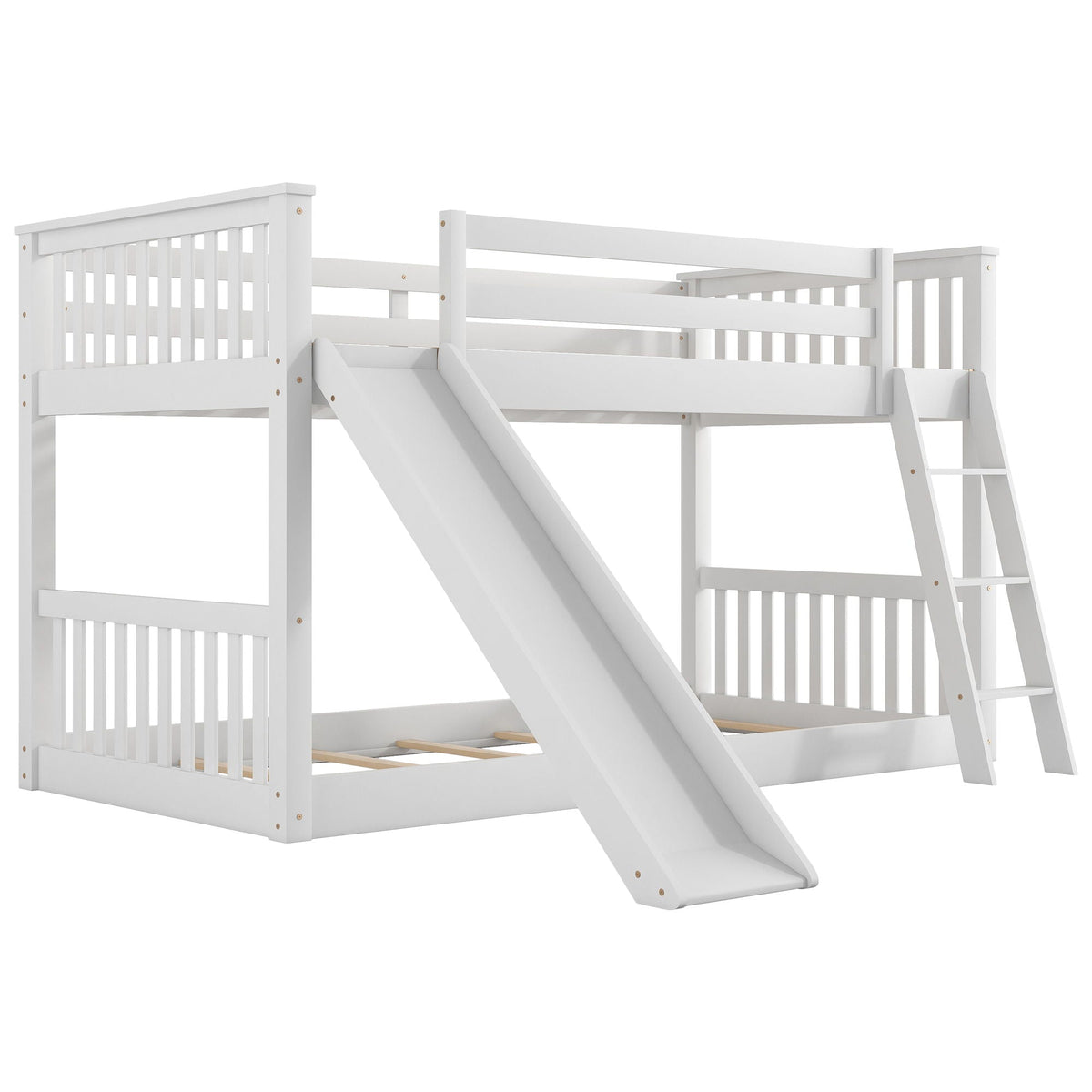 Bunk Bed with Convertible Slide and Ladder - White or Dark Gray
