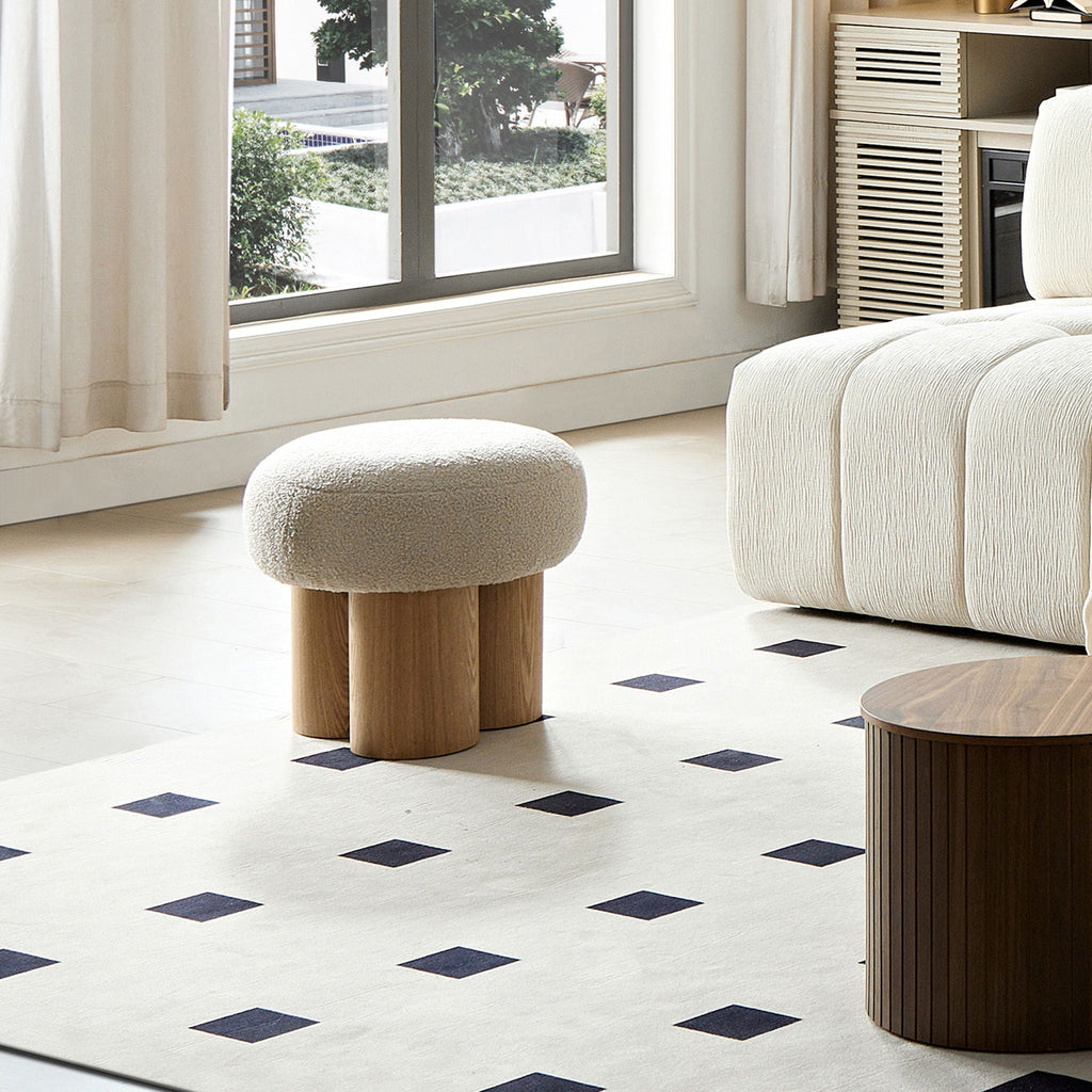 Versatile Mushroom Stool Ottoman with Cushion - Dark Brown, White, Beige