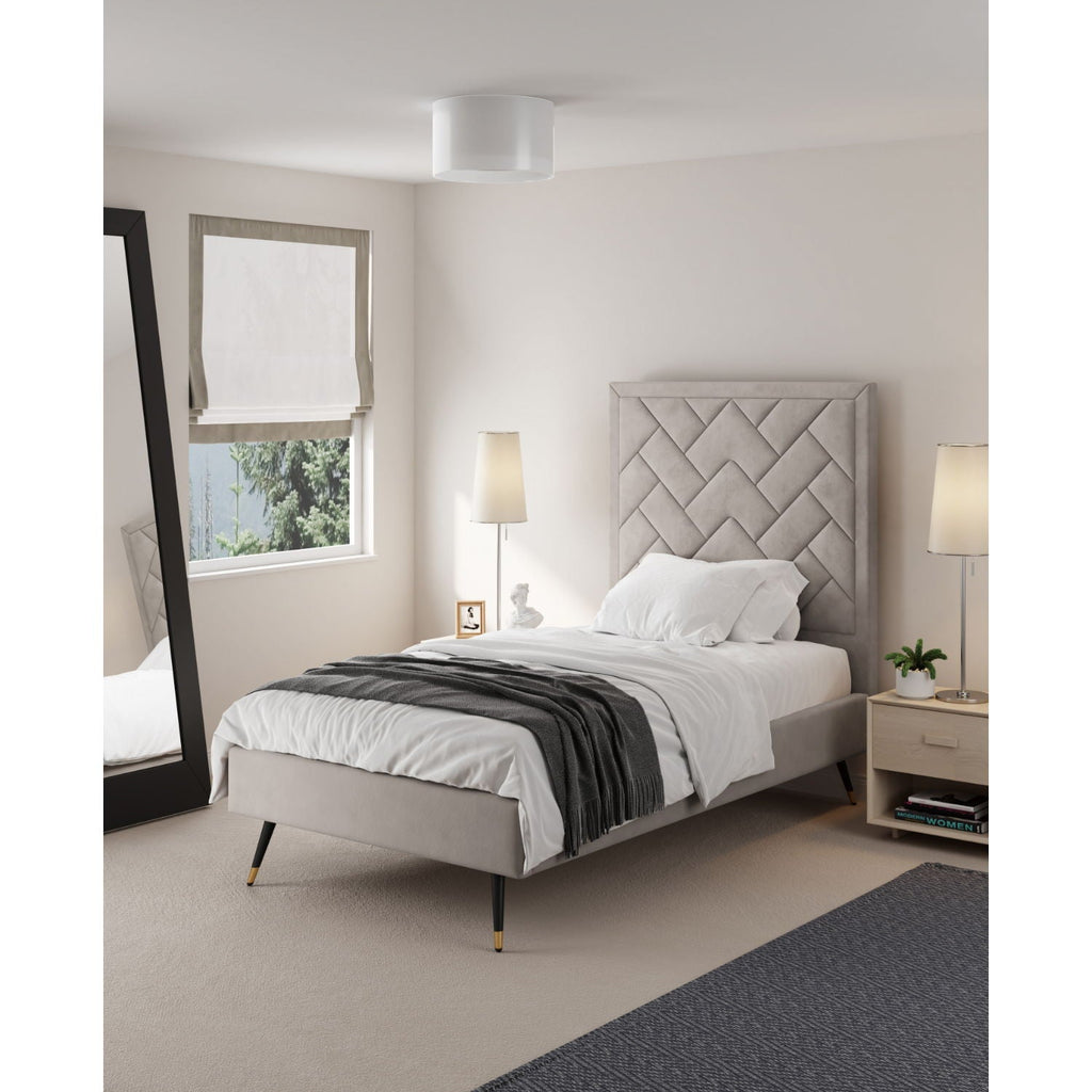 Upholstered Bed with Headboard and Slats - Multiple Colors