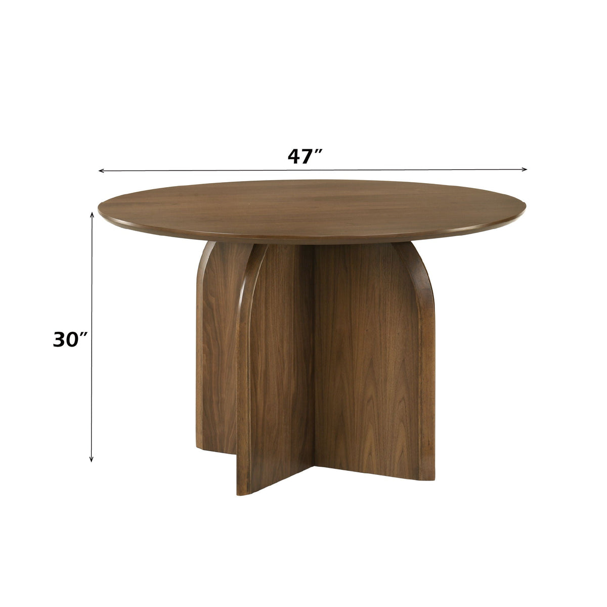 Delmon Round Dining Table with Fixed Top - Dark Walnut