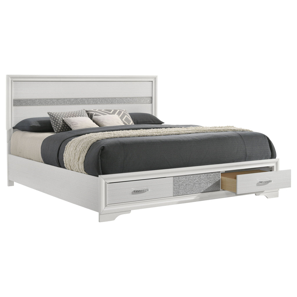 Miranda 51-inch Wood California King Storage Panel Bed White