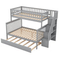 Bunk Bed with Staircase and Storage Options - Dark Gray or White