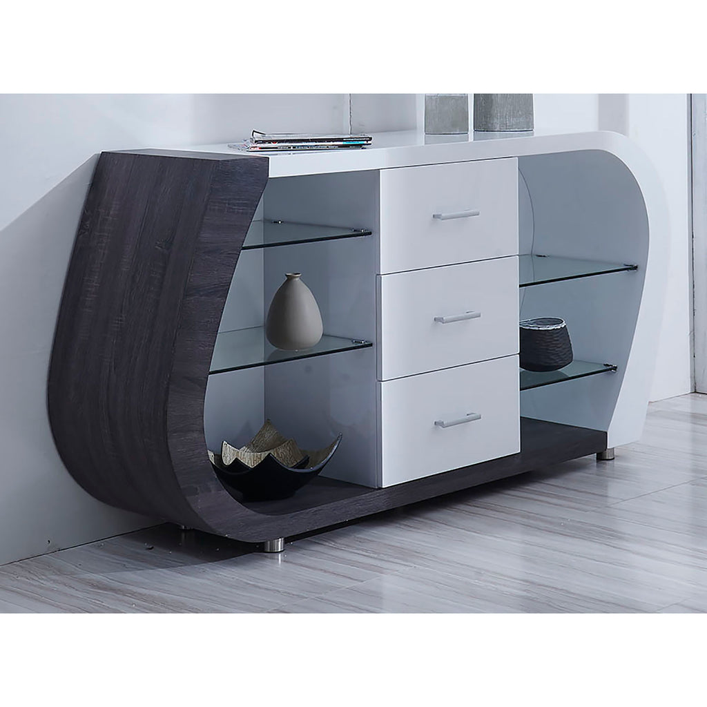 Anne Buffet with Ample Storage - White / Gray