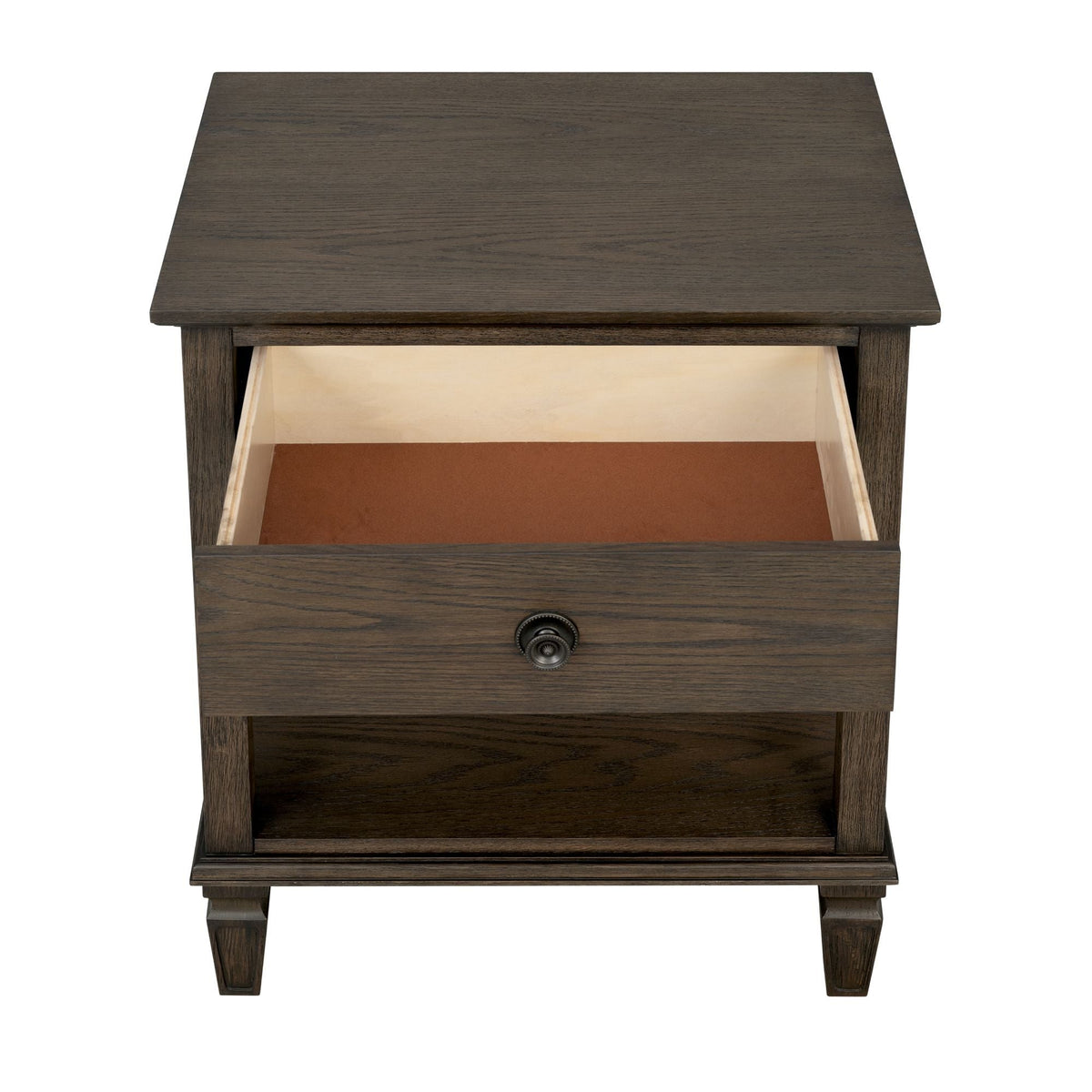 Bedside Table with Drawer and Shelf - Solid Wood Nightstand - Light Brown, Dark Brown, Beige, or Dark Gray