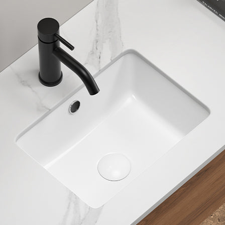 Modern Ceramic Undermount Bathroom Sink with Overflow - White