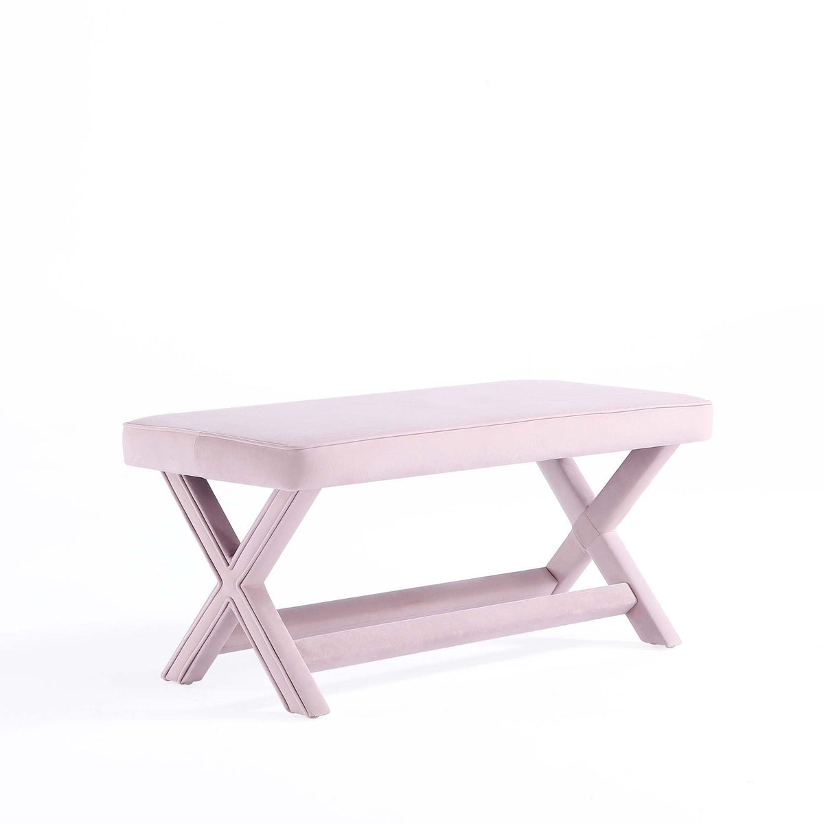 Accent Bench with Piped Cushion and Solid Wood Frame - Multiple Colors