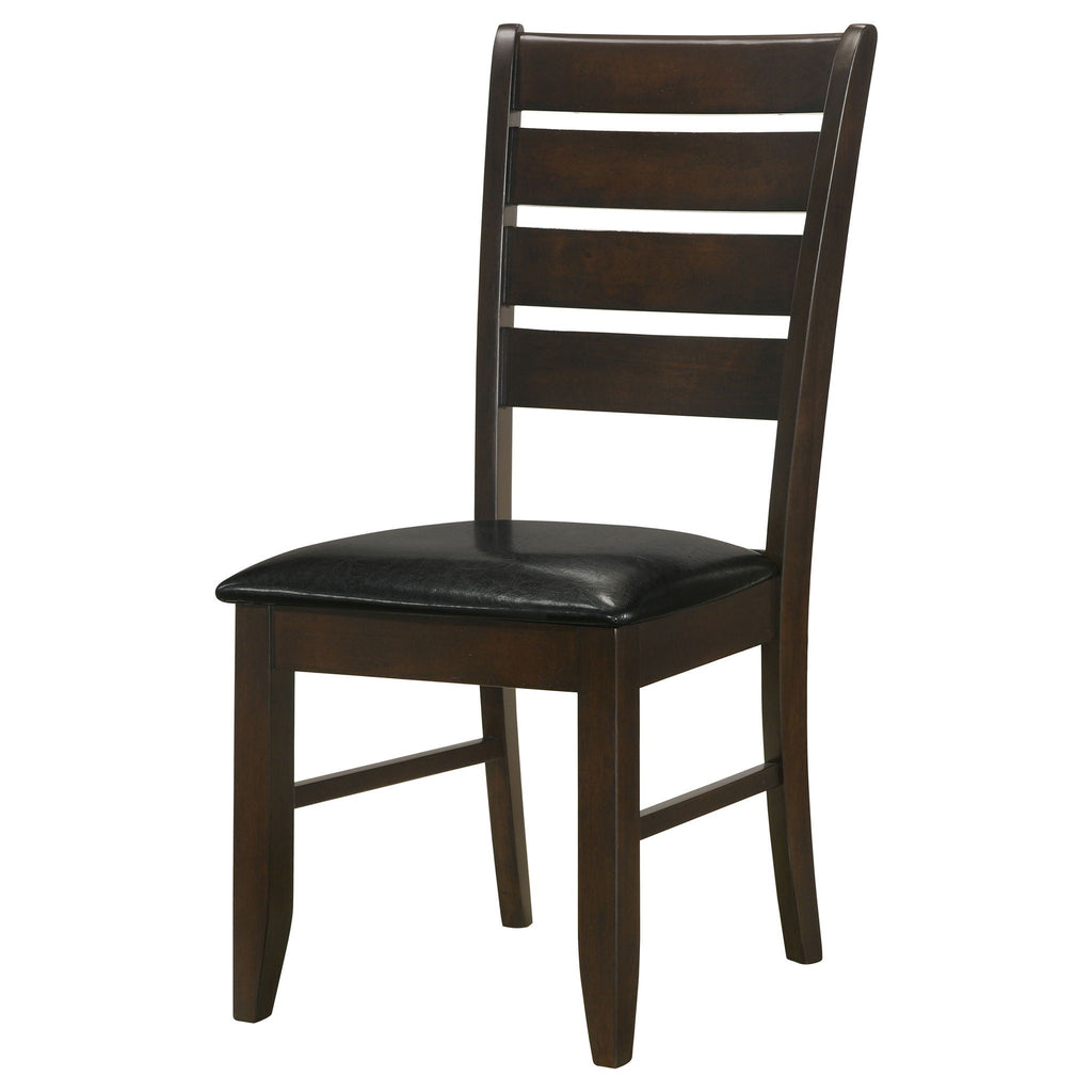 Padded Seat Dining Chairs with Tapered Slats - Set of 2, Dark Gray or Black