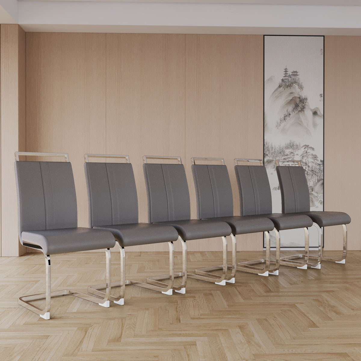 Modern Dining Chairs with Padded Seat and High Back - Black, White, or Dark Gray