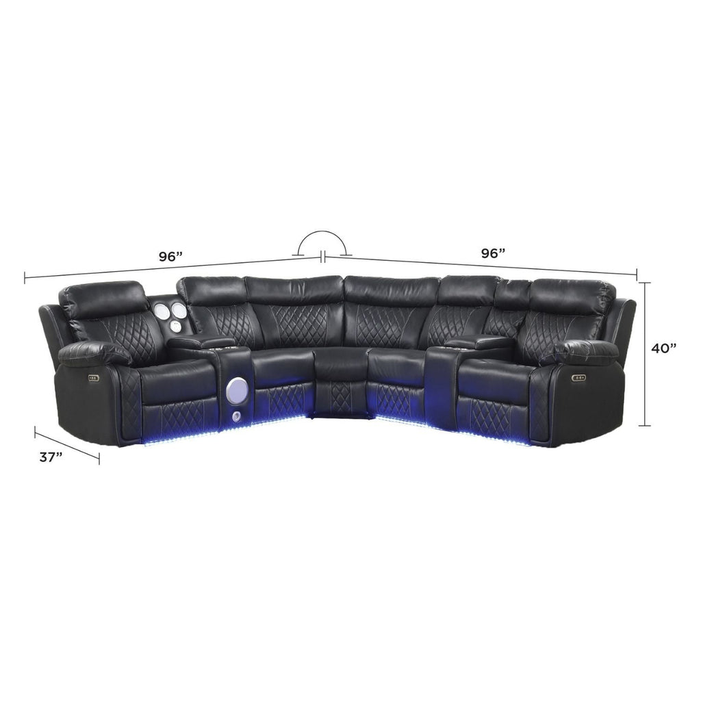 Power Reclining Sectional Sofa with Bluetooth Speakers – Black, Dark Gray, Beige