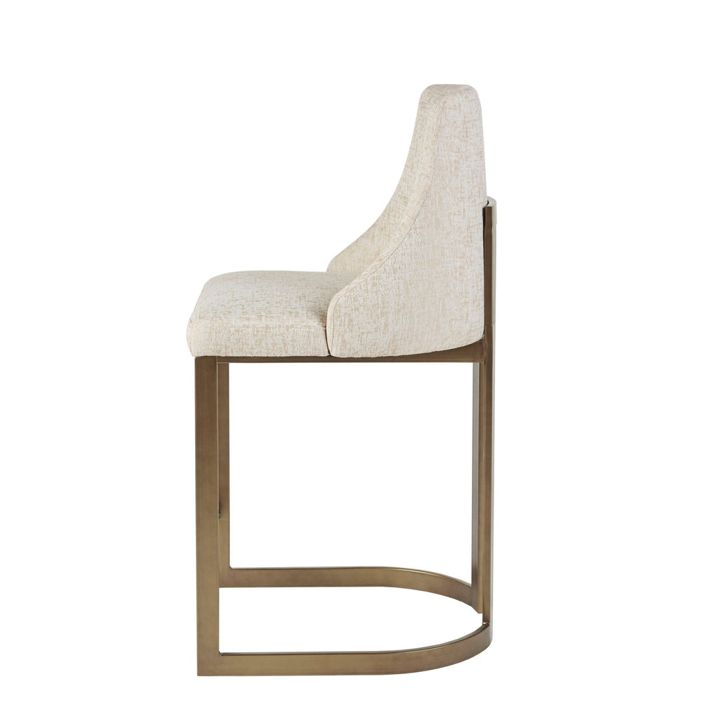Upholstered Counter Stool with Metal Base – Cream