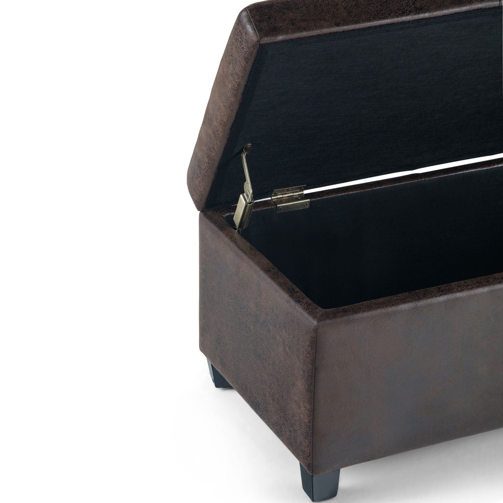Avalon Contemporary Storage Ottoman Bench with Large Storage - Black, Dark Brown, Dark Gray