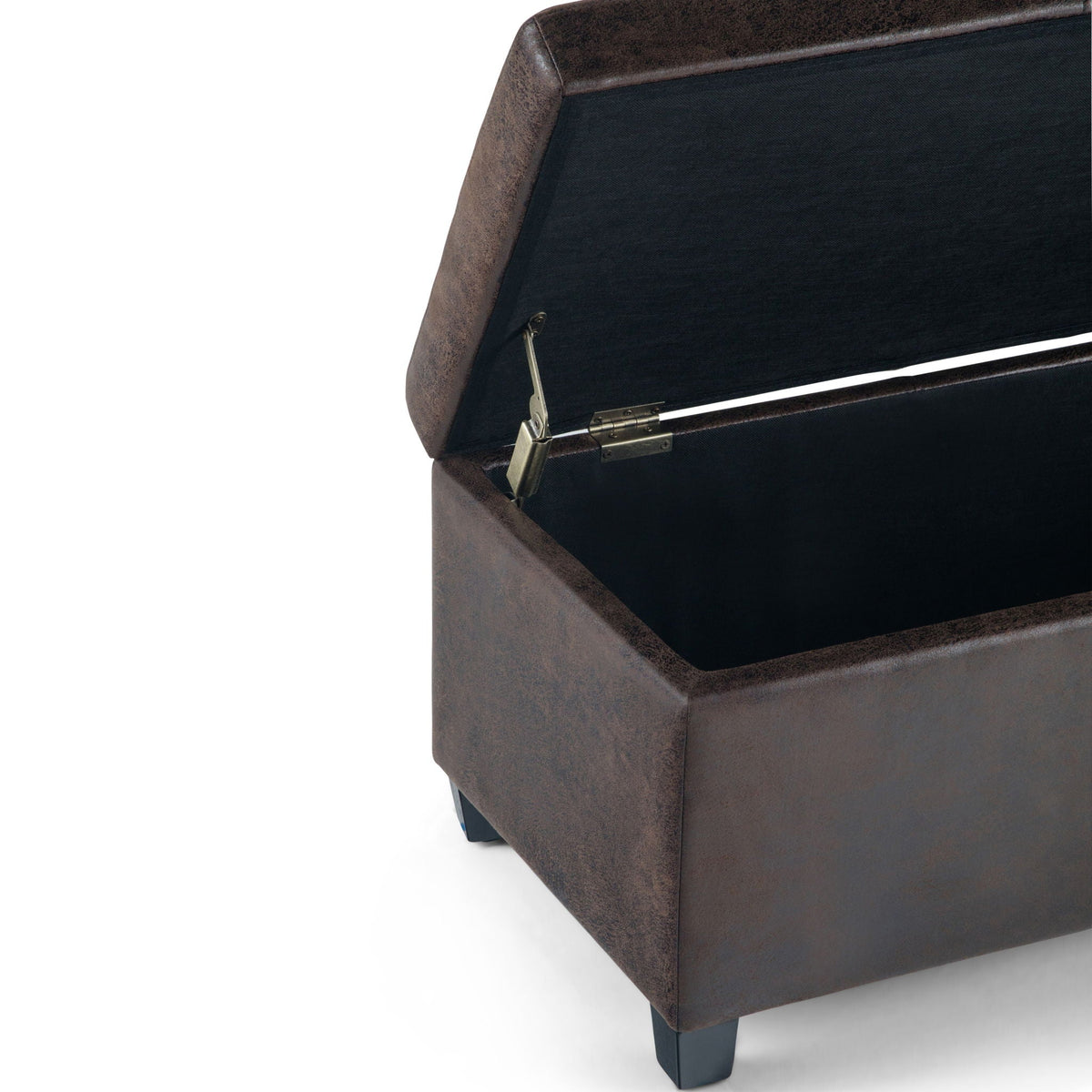 Avalon Contemporary Storage Ottoman Bench with Large Storage - Black, Dark Brown, Dark Gray