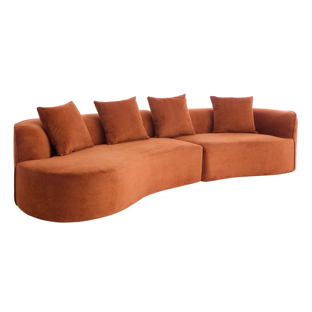 126" Curved Sectional Sofa with Full Foam - Dark Orange