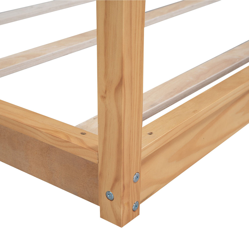 Wood Canopy Platform Bed with Airflow Slats and Support Legs - White or Light Brown
