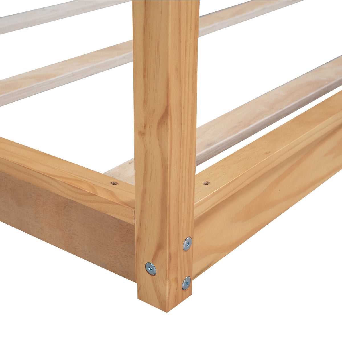 Wood Canopy Platform Bed with Airflow Slats and Support Legs - White or Light Brown