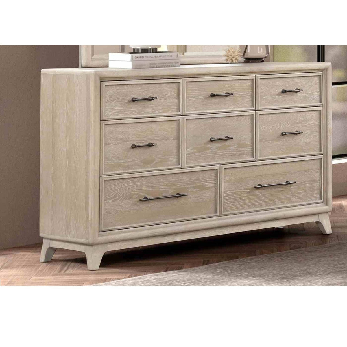 Oak 8 Drawer Dresser with Ample Storage - Oak